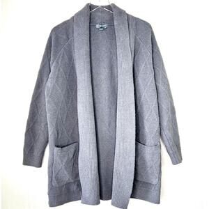 Barefoot Dreams Cozychic Knit Diamond Cardigan Sweater Fleece Gray MEDIUM